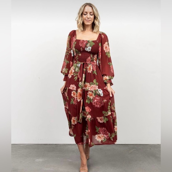 Baltic Born Vyn Tiered Midi Dress in Burgundy
Floral - Picture 1 of 6